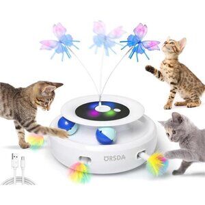 Cat Toy, 3-in-1 Automatic Interactive Electronic Moving Ambush Feather